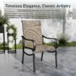 Sunshine Valley Outdoor Table and Chairs 7 -Piece Black Patio Dining Set Steel Rectangle Table with 6 Brown Stationary Chairs