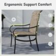 Sunshine Valley Outdoor Table and Chairs 7 -Piece Black Patio Dining Set Steel Rectangle Table with 6 Brown Stationary Chairs