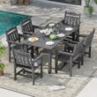 ACEGOSES Patio Dining Sets 7 -Piece Gray Patio Dining Set Plastic Rectangle Table with 6 Stationary Chairs