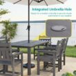 ACEGOSES Patio Dining Sets 7 -Piece Gray Patio Dining Set Plastic Rectangle Table with 6 Stationary Chairs