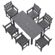 ACEGOSES Patio Dining Sets 7 -Piece Gray Patio Dining Set Plastic Rectangle Table with 6 Stationary Chairs