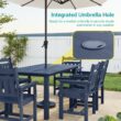 ACEGOSES Patio Dining Sets 7 -Piece Navy Patio Dining Set Plastic Rectangle Table with 6 Stationary Chairs