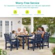 ACEGOSES Patio Dining Sets 7 -Piece Navy Patio Dining Set Plastic Rectangle Table with 6 Stationary Chairs
