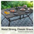 Sunshine Valley Outdoor Table and Chairs 7 -Piece Black Patio Dining Set Steel Rectangle Table with 6 Gray Stationary Chairs