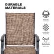 Nuu Garden 7 -Piece Black Patio Dining Set Iron Rectangle Table with 6 Brown Stationary and Motion Chairs