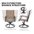 Nuu Garden 7 -Piece Black Patio Dining Set Iron Rectangle Table with 6 Brown Stationary and Motion Chairs