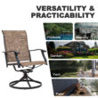 Nuu Garden 7 -Piece Black Patio Dining Set Iron Rectangle Table with 6 Brown Stationary and Motion Chairs