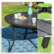 Sunshine Valley Outdoor Table and Chairs 5 -Piece Black Patio Dining Set Steel Round Table with 4 Gray Swivel Chairs