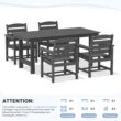 Serwall Outdoor 5-Piece HDPE Patio Dining Set Rectangle 66.93-in L Dining Table with Umbrella Hole and 4 Wide Seat Chairs