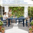 Serwall Outdoor 5-Piece HDPE Patio Dining Set Rectangle 66.93-in L Dining Table with Umbrella Hole and 4 Wide Seat Chairs