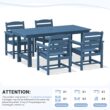 Serwall Outdoor 5-Piece HDPE Patio Dining Set Rectangle 66.93-in L Dining Table with Umbrella Hole and 4 Wide Seat Chairs