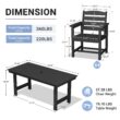 Serwall Outdoor 5-Piece HDPE Patio Dining Set Rectangle 66.93-in L Dining Table with Umbrella Hole and 4 Wide Seat Chairs