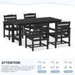 Serwall Outdoor 5-Piece HDPE Patio Dining Set Rectangle 66.93-in L Dining Table with Umbrella Hole and 4 Wide Seat Chairs