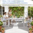 Serwall Outdoor 5-Piece HDPE Patio Dining Set Rectangle 66.93-in L Dining Table with Umbrella Hole and 4 Wide Seat Chairs