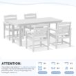 Serwall Outdoor 5-Piece HDPE Patio Dining Set Rectangle 66.93-in L Dining Table with Umbrella Hole and 4 Wide Seat Chairs