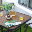 Nuu Garden 5 -Piece Brown with gold point Bar Height Patio Dining Set Iron Square Table with 4 Brown Swivel Chairs