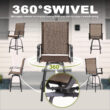 Nuu Garden 5 -Piece Brown with gold point Bar Height Patio Dining Set Iron Square Table with 4 Brown Swivel Chairs