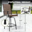 Nuu Garden 5 -Piece Brown with gold point Bar Height Patio Dining Set Iron Square Table with 4 Brown Swivel Chairs