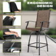 Nuu Garden 5 -Piece Brown with gold point Bar Height Patio Dining Set Iron Square Table with 4 Brown Swivel Chairs