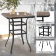 Nuu Garden 5 -Piece Brown with gold point Bar Height Patio Dining Set Iron Square Table with 4 Brown Swivel Chairs