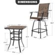 Nuu Garden 5 -Piece Brown with gold point Bar Height Patio Dining Set Iron Square Table with 4 Brown Swivel Chairs