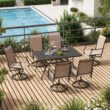 Clihome Set of 2 Brown Metal Frame Swivel Rocking Chair with Brown Mesh Seat