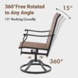 Clihome Set of 2 Brown Metal Frame Swivel Rocking Chair with Brown Mesh Seat
