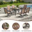 Clihome Set of 2 Brown Metal Frame Swivel Rocking Chair with Brown Mesh Seat