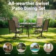Clihome Set of 2 Brown Metal Frame Swivel Rocking Chair with Brown Mesh Seat