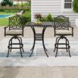 Mondawe Cast Aluminum Square Outdoor Bar height Table 29-in W x 29-in L with Umbrella Hole