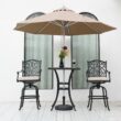 Mondawe Cast Aluminum Square Outdoor Bar height Table 29-in W x 29-in L with Umbrella Hole