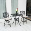 Mondawe Cast Aluminum Square Outdoor Bar height Table 29-in W x 29-in L with Umbrella Hole