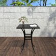 Clihome 29 Inch Cast Aluminum Bar Height Table with Umbrella Hole Square Outdoor Bar height Table 29-in W x 29-in L with Umbrella Hole