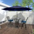 Clihome 29 Inch Cast Aluminum Bar Height Table with Umbrella Hole Square Outdoor Bar height Table 29-in W x 29-in L with Umbrella Hole