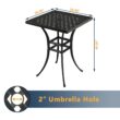 Clihome 29 Inch Cast Aluminum Bar Height Table with Umbrella Hole Square Outdoor Bar height Table 29-in W x 29-in L with Umbrella Hole