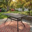 Clihome Patio Tables Rectangle Outdoor Dining Table 37.38-in W x 66.75-in L with Umbrella Hole