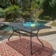 Clihome Patio Tables Rectangle Outdoor Dining Table 37.38-in W x 66.75-in L with Umbrella Hole