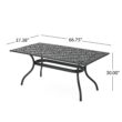 Clihome Patio Tables Rectangle Outdoor Dining Table 37.38-in W x 66.75-in L with Umbrella Hole