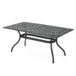Clihome Patio Tables Rectangle Outdoor Dining Table 37.38-in W x 66.75-in L with Umbrella Hole