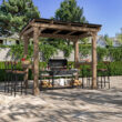 VEIKOUS 8.5-ft x 5.4-ft Grill Gazebo light mocha brown Grill Gazebo with Hardtop Roof
