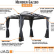 Sojag 10-ft x 10-ft Meridien Charcoal Gazebo with Hardtop Roof