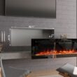 Mondawe 50-in W Black Wall mount Fan-forced Electric Fireplace with Remote Control Included
