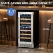 COWSAR 14.96-in W 31 -Bottles Silver Dual Zone Cooling Built-in/Freestanding Indoor Wine Cooler