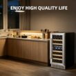 COWSAR 14.96-in W 31 -Bottles Silver Dual Zone Cooling Built-in/Freestanding Indoor Wine Cooler