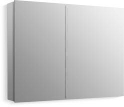 KOHLER Embark 35-in x 26-in Surface/Recessed Mount Anodized Aluminum Mirrored Rectangle Soft Close Medicine Cabinet
