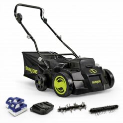 Sun Joe 24V-X2-DTS15 Cordless Scarifier and Dethatcher Brushless Motor with 2 24V 4Ah Batteries