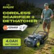Sun Joe 24V-X2-DTS15 Cordless Scarifier and Dethatcher Brushless Motor with 2 24V 4Ah Batteries