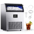 SIMZLIFE 350 lbs/24H Full Size Cubes Commercial Ice Maker in Silver Stainless Steel with 44-lb Ice Storage Bin and Auto-cleaning