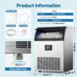 SIMZLIFE 350 lbs/24H Full Size Cubes Commercial Ice Maker in Silver Stainless Steel with 44-lb Ice Storage Bin and Auto-cleaning