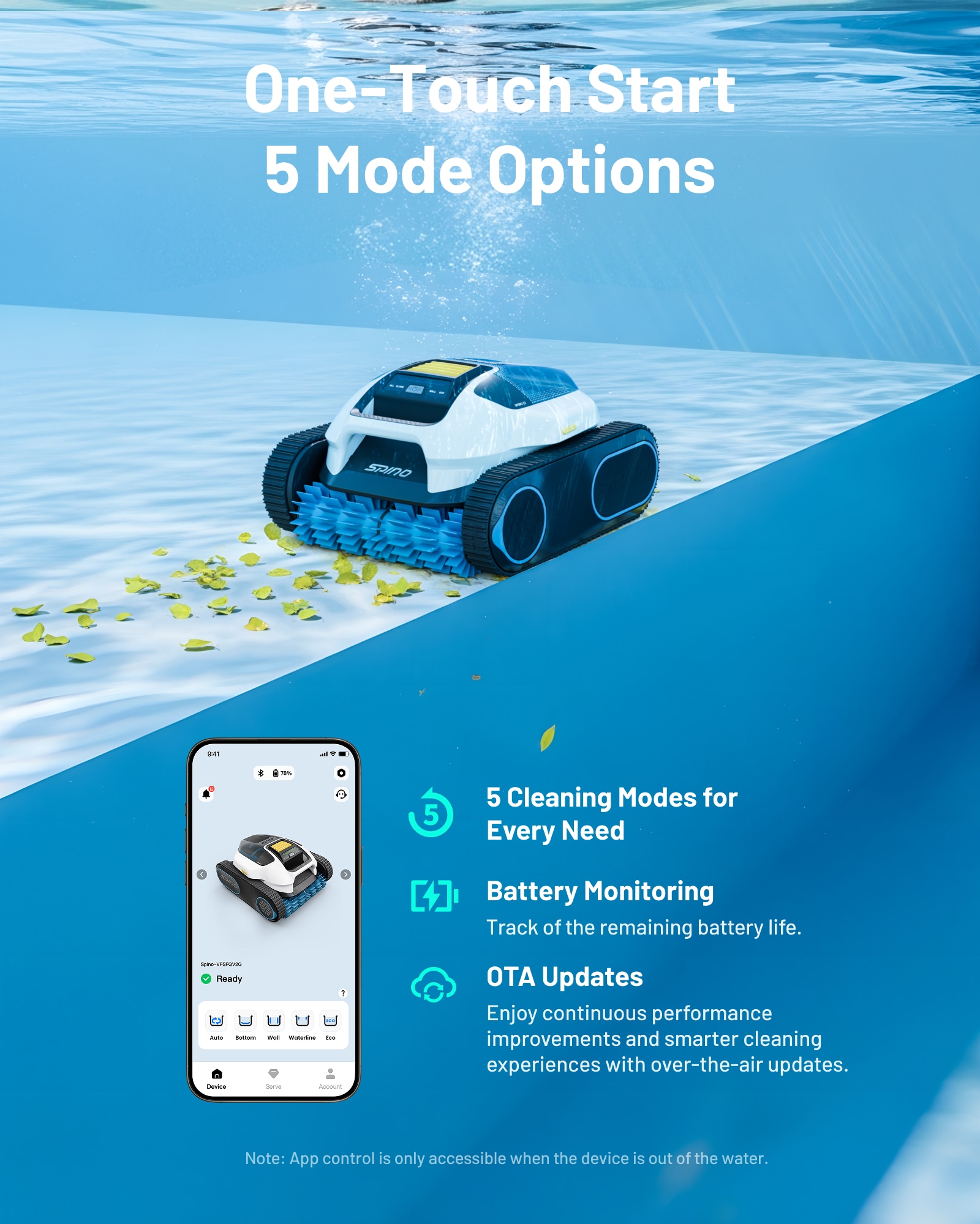 MAMMOTION SPINO E1 18.62-in Robotic Pool Vacuum MAMMOTION SPINO E1 18.62-in Robotic Pool Vacuum
